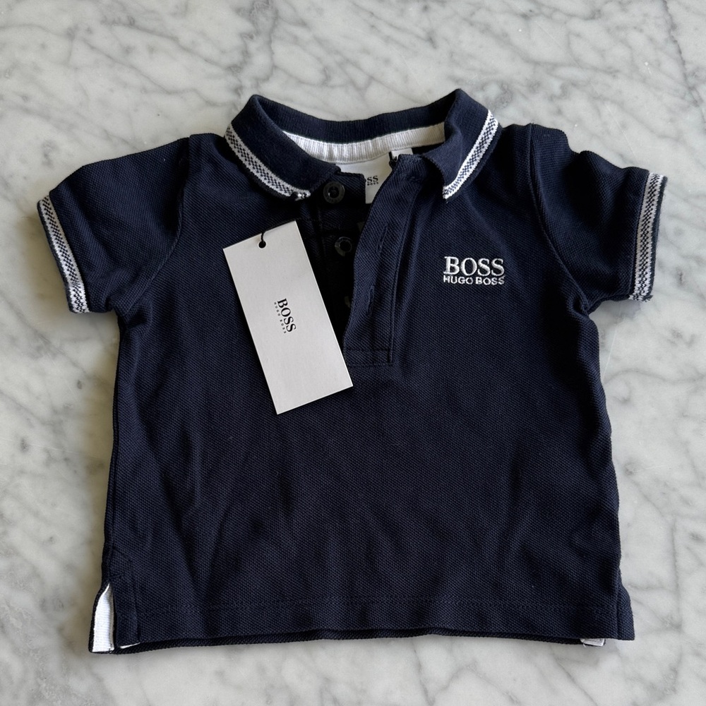 Hugo Boss Toddler Navy Polo with Contrast Trim